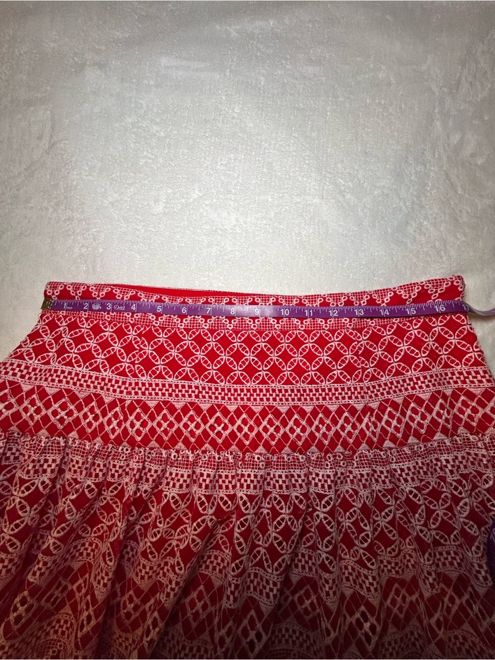 Antonio Melani Red Lace Puff-Sleeve Peasant Top and Maxi Skirt Set Size 14 - Picture 13 of 15